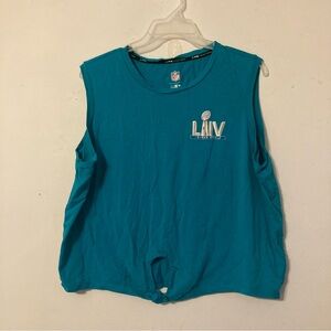 NFL Michael Strahan Super Bowl LIV (2020) teal sleeveless t-shirt